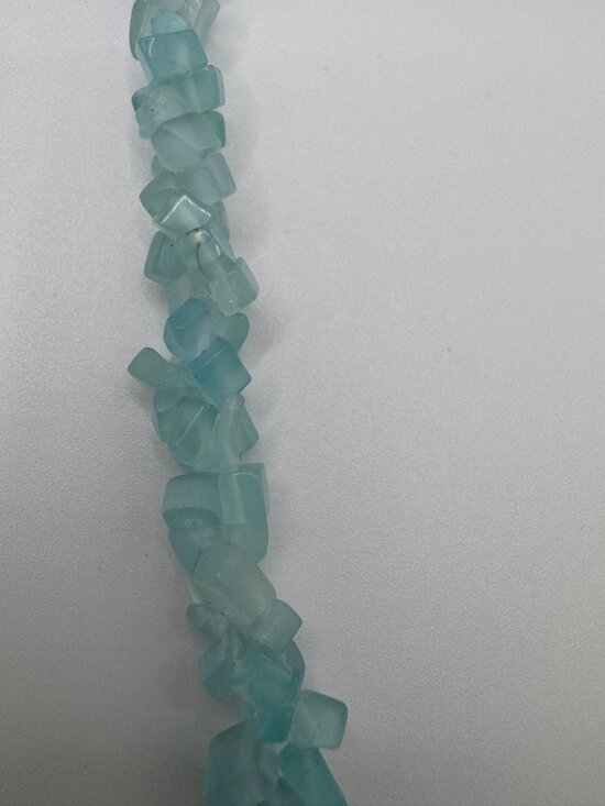 Aqua Satin Glass Double Strand Necklace 20” Twisted Beaded Vintage Style - Picture 6 of 7